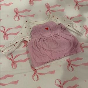 Carter's White and Pink Dress with Heart Detail